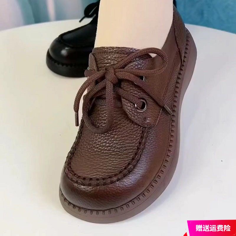 红蜻蜓牌软皮小皮鞋女新款女鞋软底软面超轻休闲百搭厚底乐福