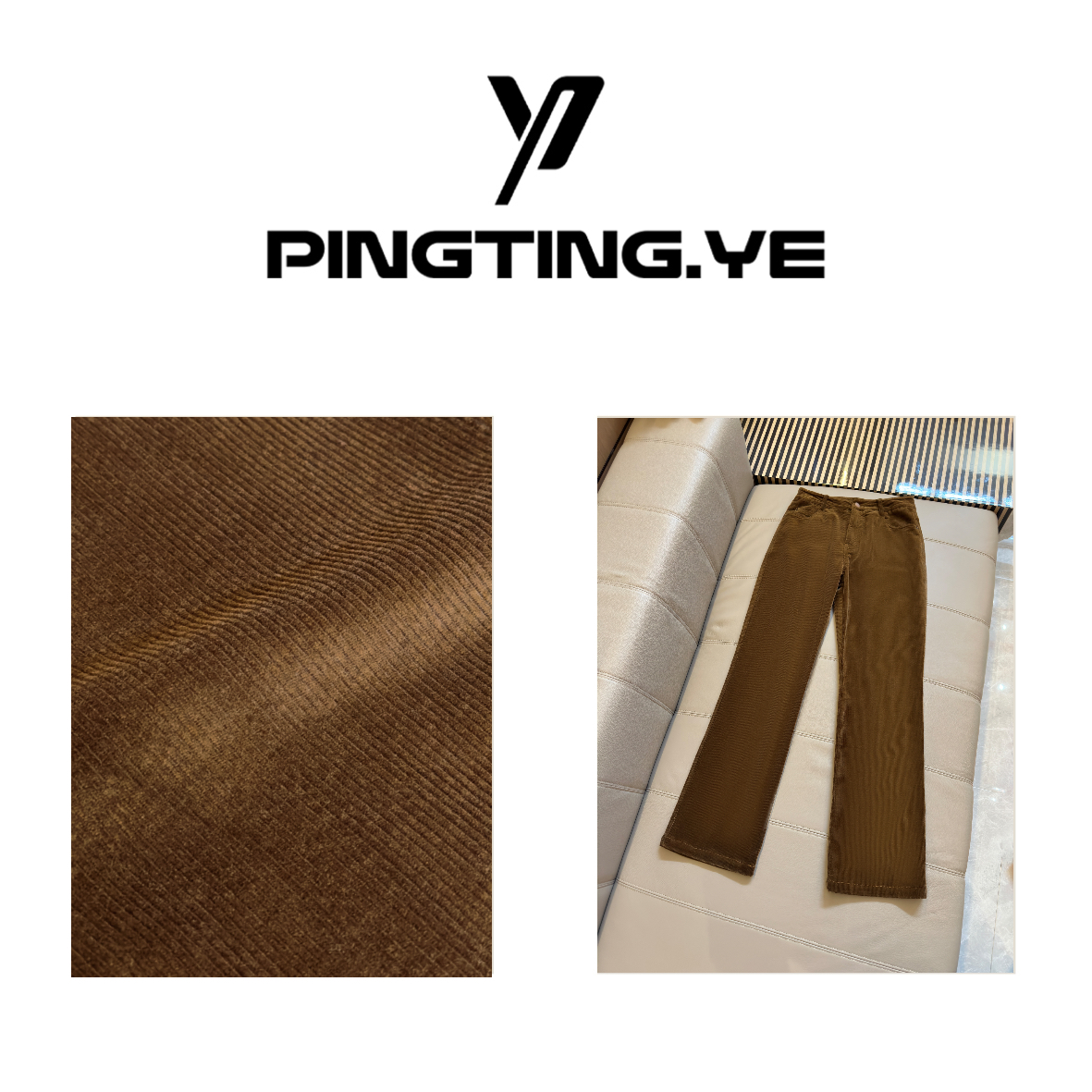 PINGTING.YE复古高腰条绒时尚简约百搭显瘦休闲直筒裤PT1839