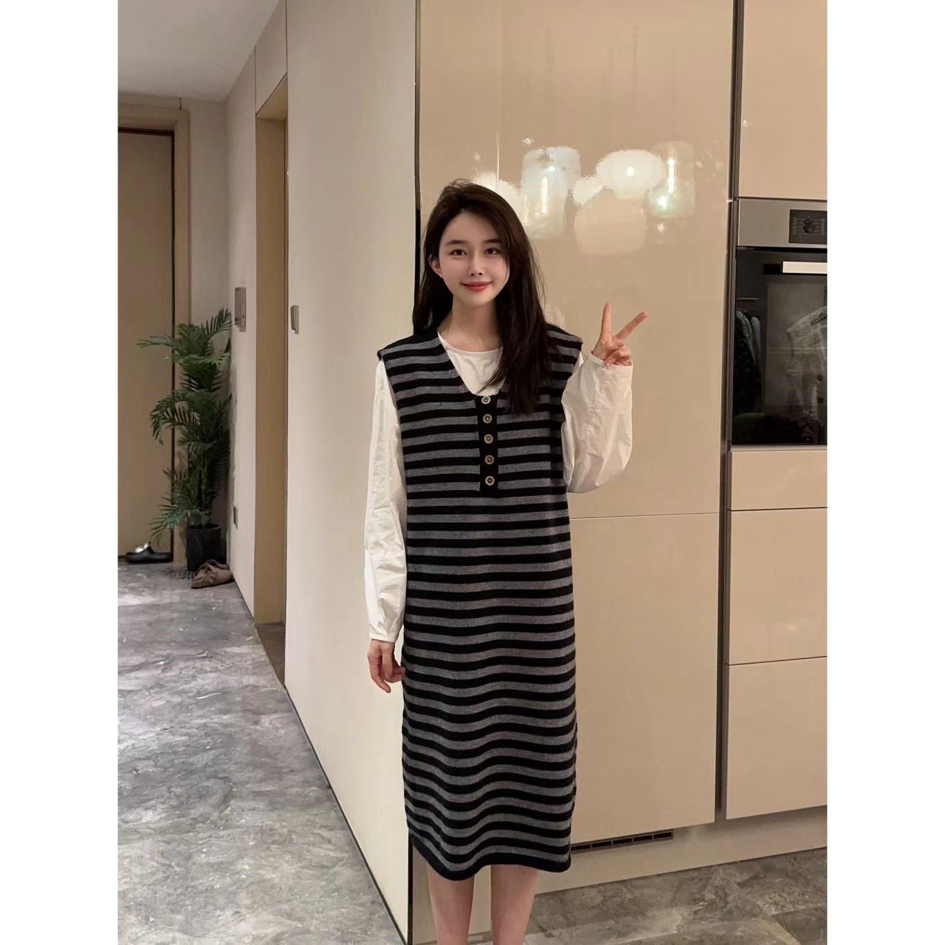 单独衬衣小允姐姐2024新款时尚百搭衬衣上衣【背心裙+衬衣套装】