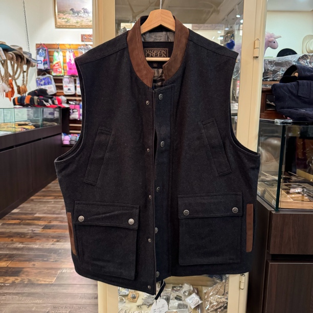 男款西部牛仔马甲带兜翻领大码复古风