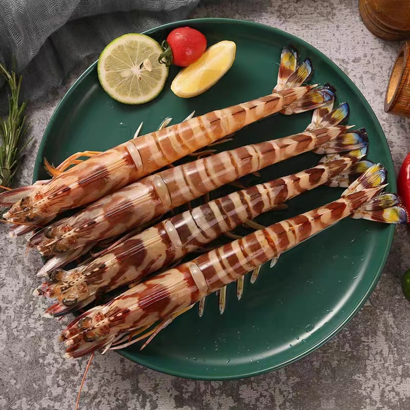 Z青岛当地纯野生斑节虾九节虾竹节虾，一斤20-30只净重两斤礼盒装