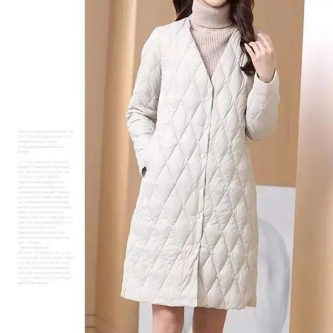 艾莱依羽绒服内胆女配大衣修身轻薄2023年新款内搭长袖中长款内穿