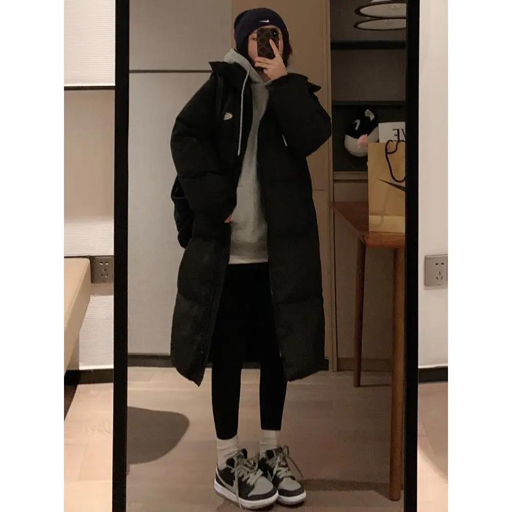 艾莱依新款中长款羽绒服女年新款宽松冬季过膝羽绒女爆款加厚羽绒