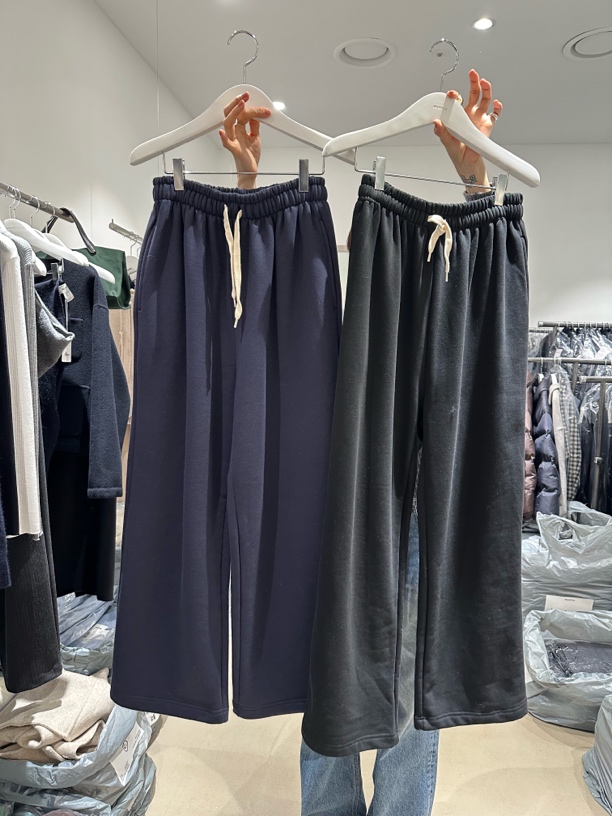 秋冬新款高腰抽绳直筒休闲长裤女宽松百搭卫裤HE