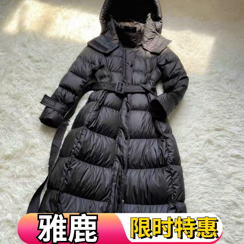 雅鹿羽绒服女中长款修身显瘦过膝反季清仓新款连帽加厚保暖鸭绒羽