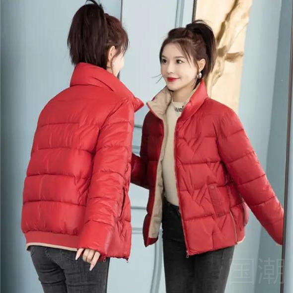 江红新款20233新款羽绒服女冬季棉衣外套大码时尚立领棉袄洋气小