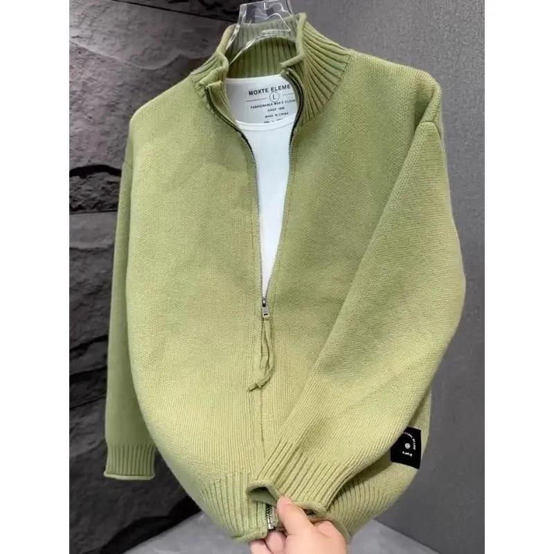 【小扬哥推荐】秋冬季新款男士立领拉链针织开衫时尚修身上衣简约