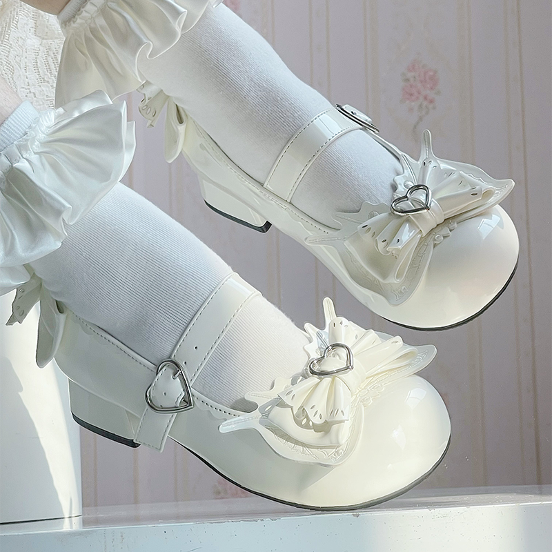 芙蝶少女心萌少女Lolita原创甜美可爱乖巧蝴蝶结圆头Lolita鞋