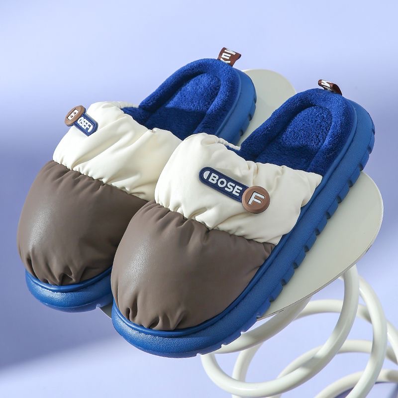 升级款款羽绒防水软底厚底棉拖鞋多巴胺配色厚底情侣百搭厚底拖鞋