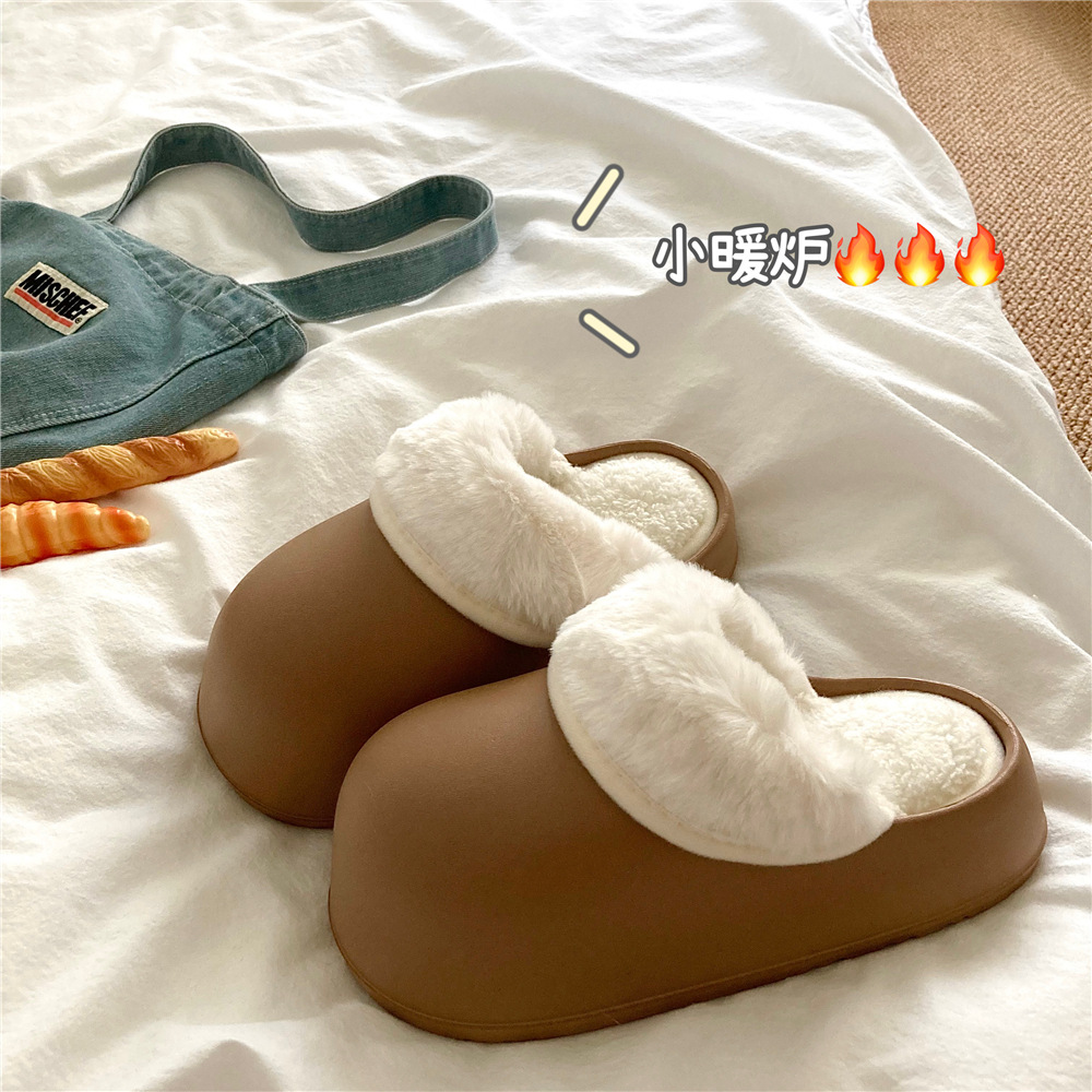 棉拖鞋升级款更保暖毛绒棉拖网红包头居家冬天外穿凉拖超软厚底拖