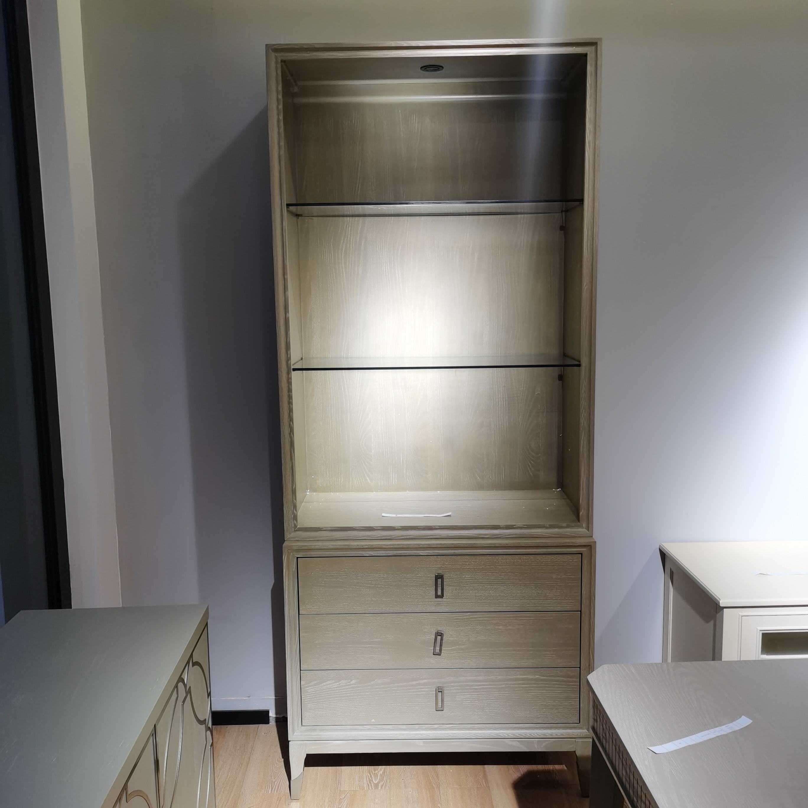 EH-16194实木展示柜书柜上柜890×410×1360 下柜890×460×775      