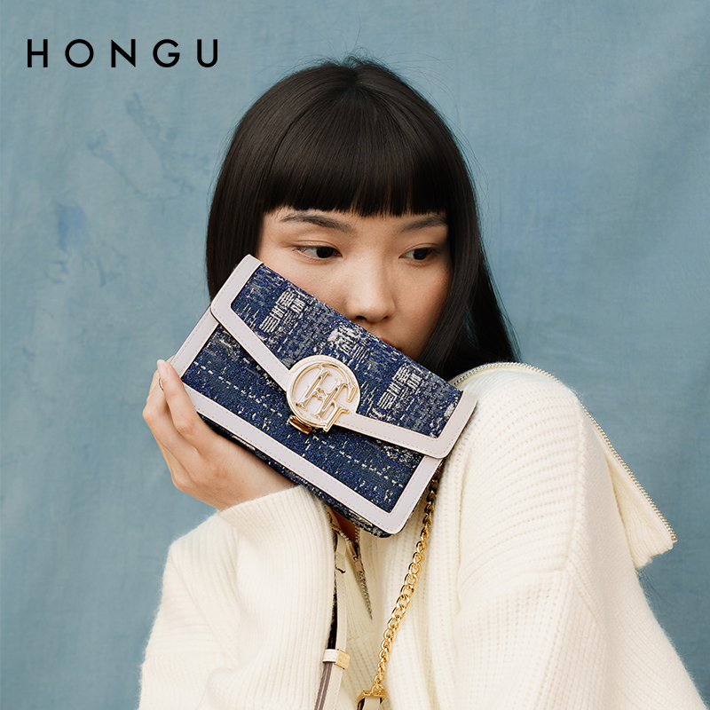 HONGU/红谷新款时尚印花小众斜挎包单肩复古简约通勤百搭女士女包