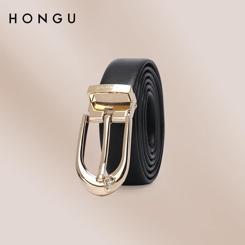 HONGU/红谷女士腰带皮带礼盒装时尚真皮针扣腰带休闲高档H2630323