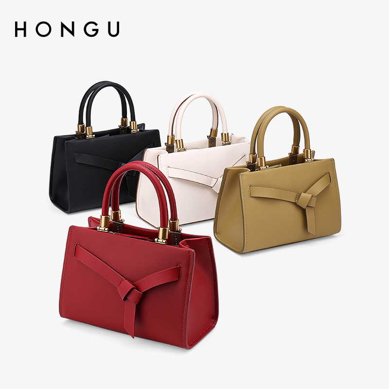 HONGU/红谷时尚新款牛皮轻奢女士气质简约单肩手提包女包包53967