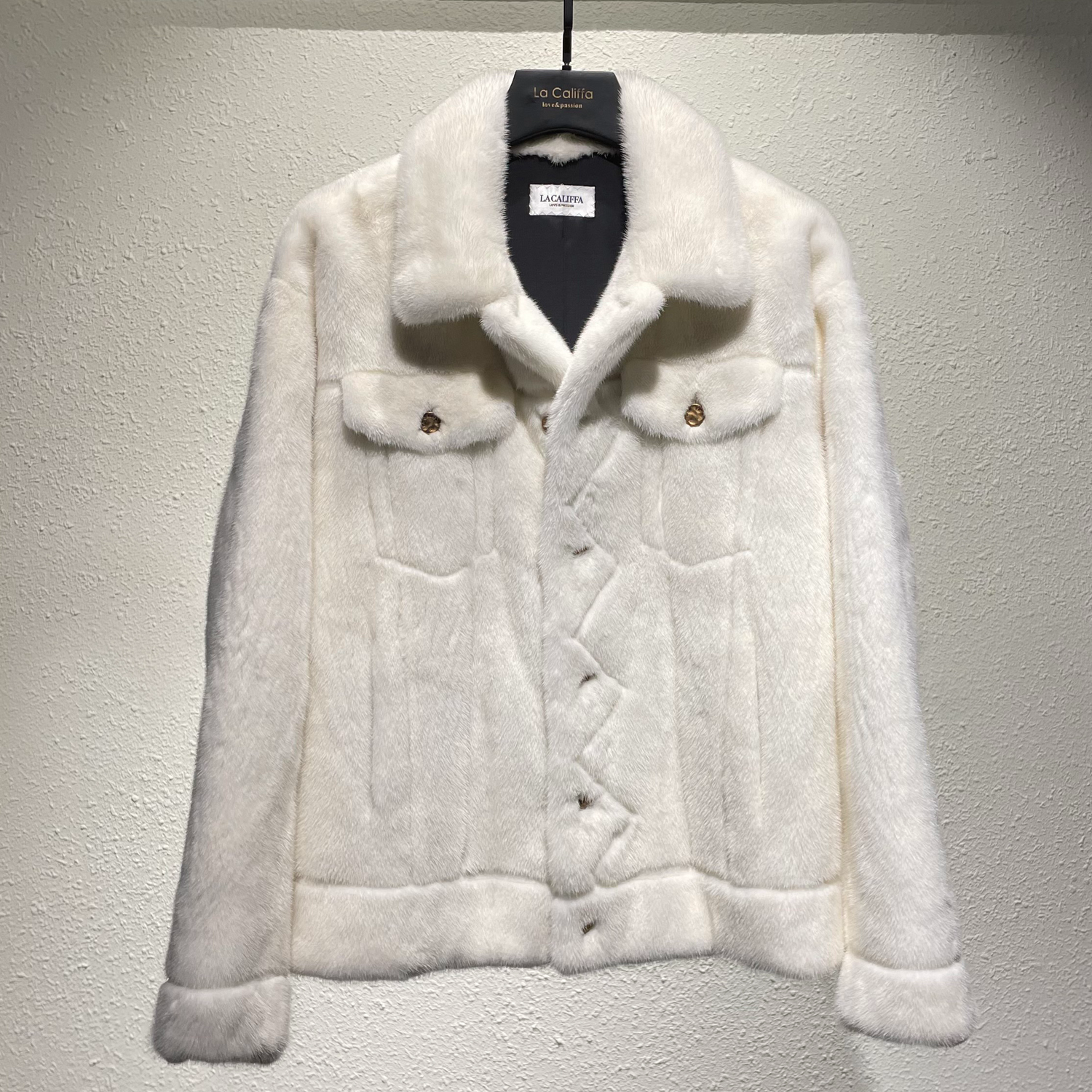 （主店）LA CALIFFA“哥本哈根小母貂”雪山白 质感皮草 立体剪裁夹克
