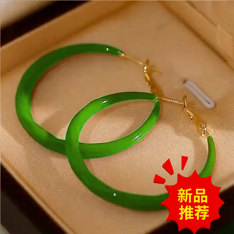 合金耳饰 港风新款银针时尚个性气质百搭圆方脸显脸瘦圈圈耳环