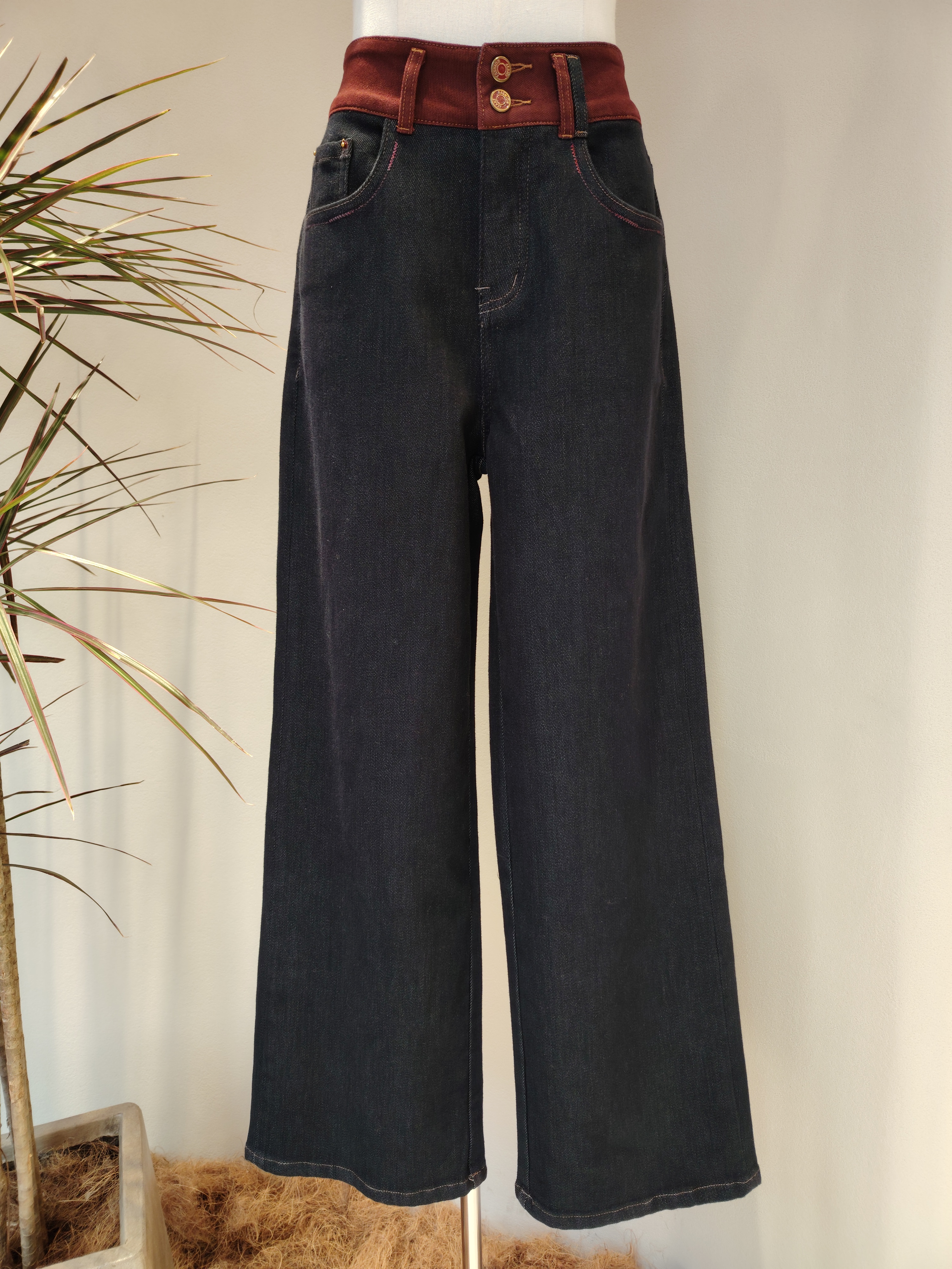 5折FONMEY 梵迷藏蓝色直筒牛仔裤