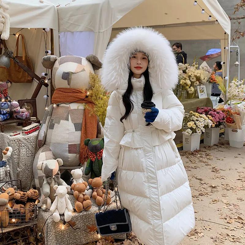 秋冬2023新款浪漫雪国羽绒服女长款真貉子毛领连帽90白鸭绒