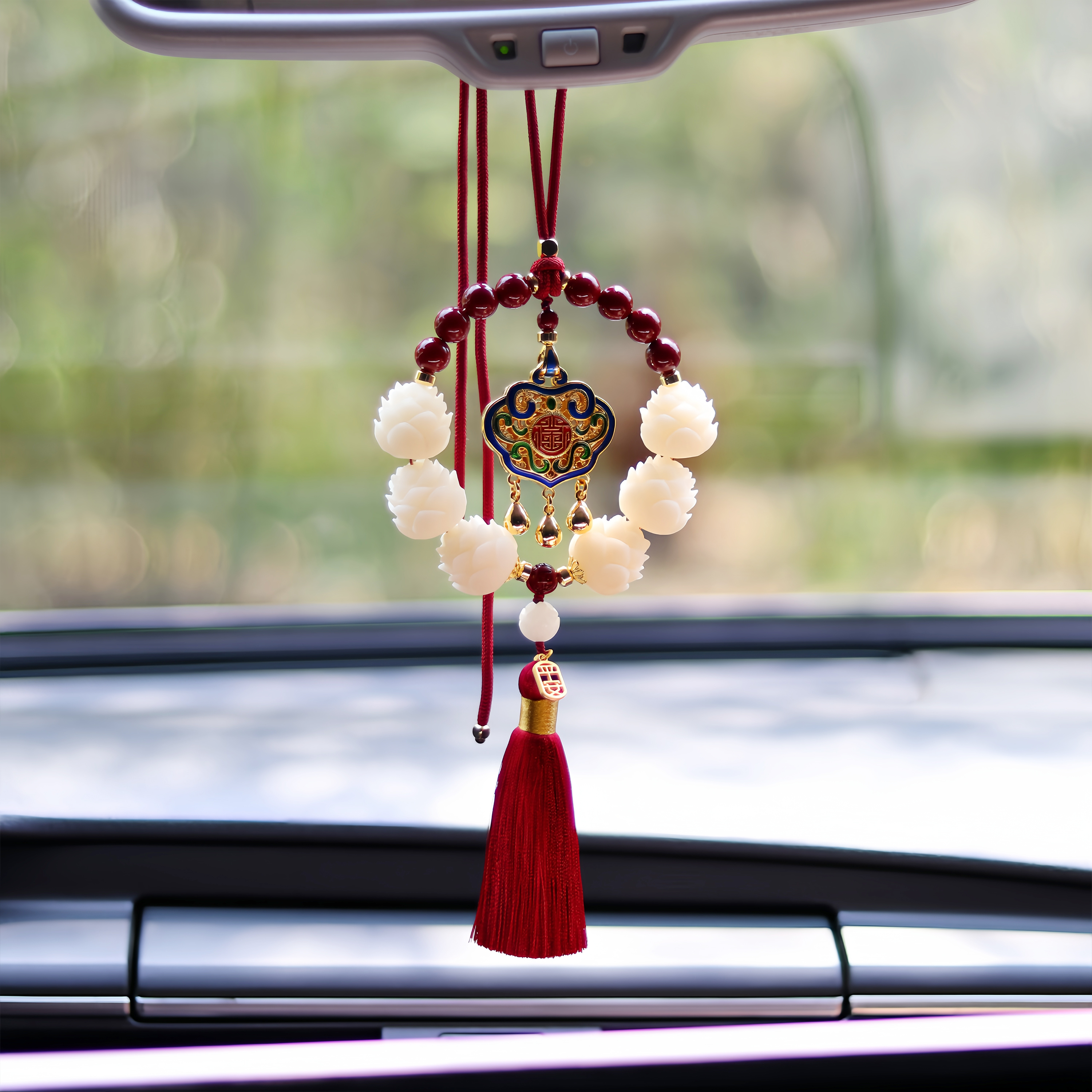 高档吉祥如意锁铃铛挂件挂饰原创白玉菩提手工莲花创意礼品礼物