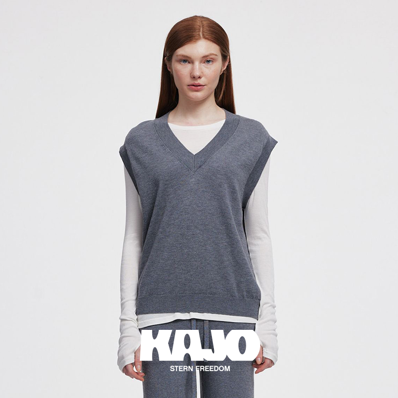 KAJO纯色V领背心休闲简约029