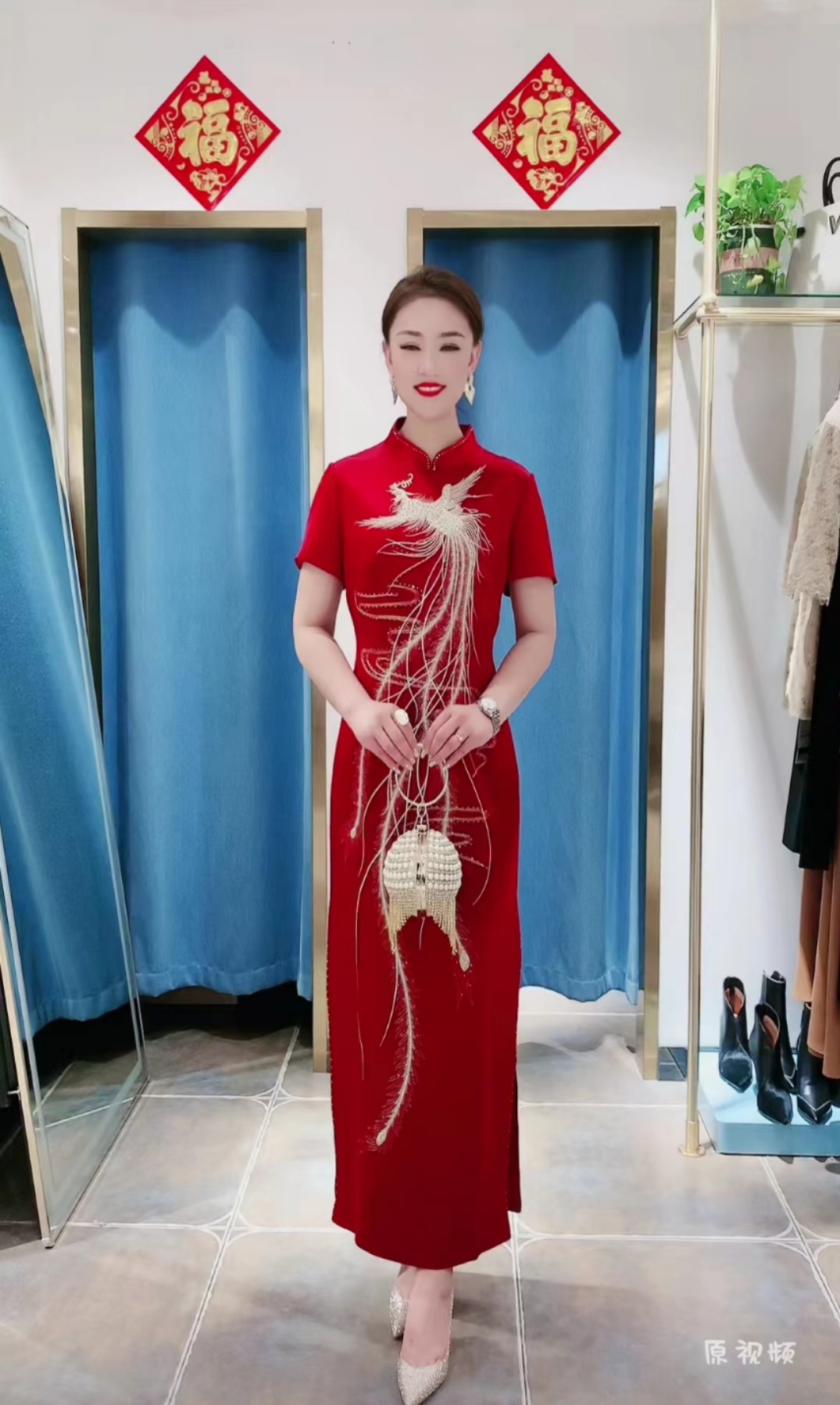 铂金线锈大凤凰礼服9070