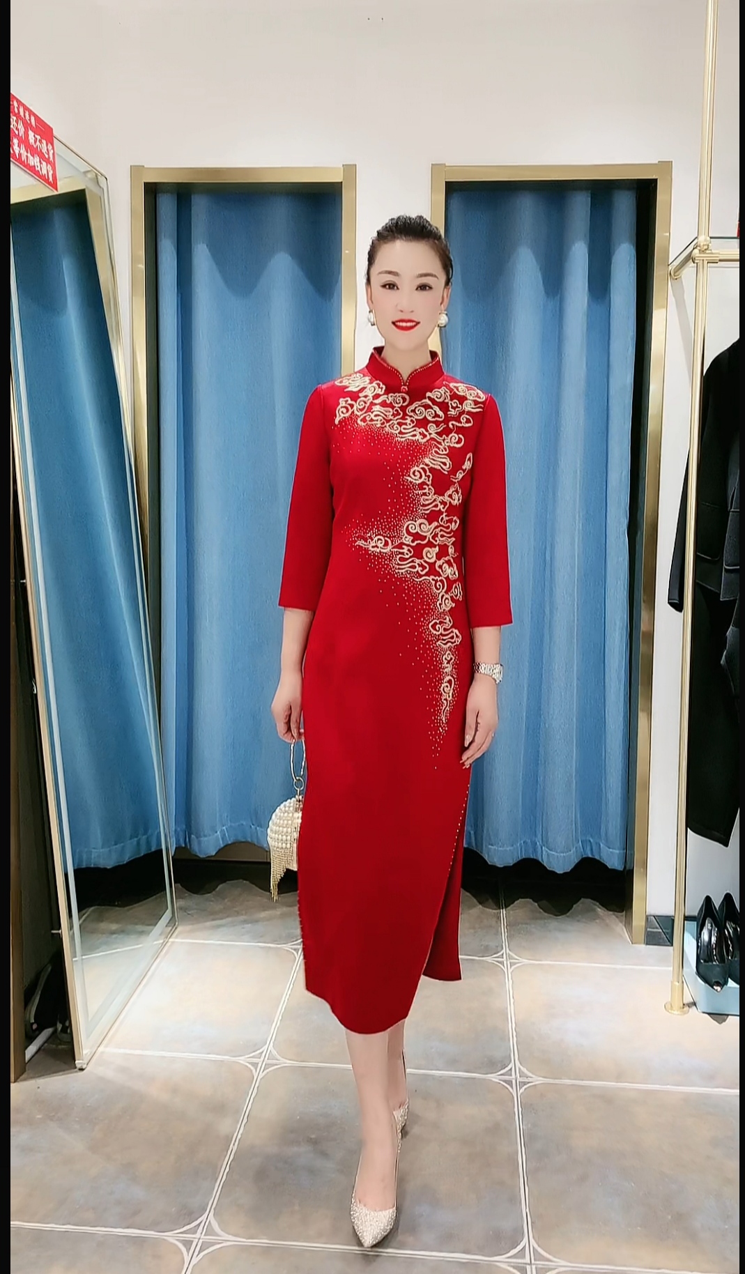 铂金线刺绣祥云礼服9073