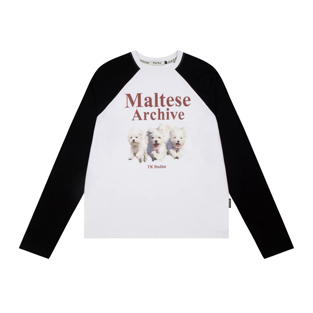 JOYER【三只小狗打底】拼色插肩袖时尚潮牌印花百搭减龄长袖打底衫