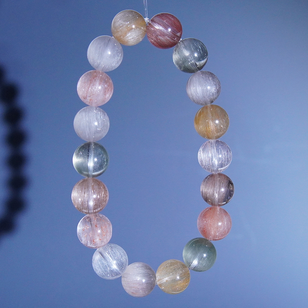 【185珠宝】透闪拉丝彩兔毛水晶手链高级仙女彩婚纱多样性发货一