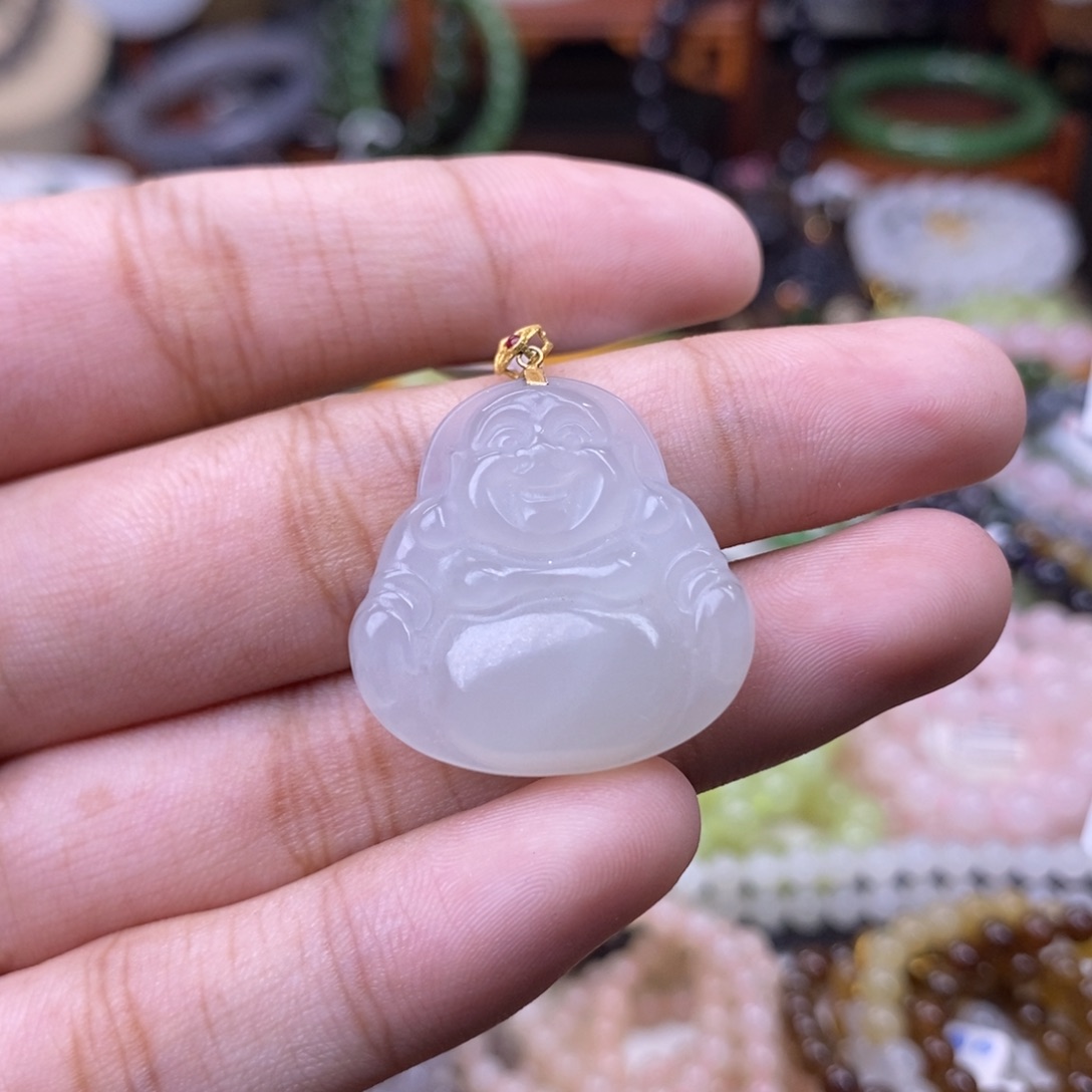 和田玉白玉18.k精品佛公未镶嵌