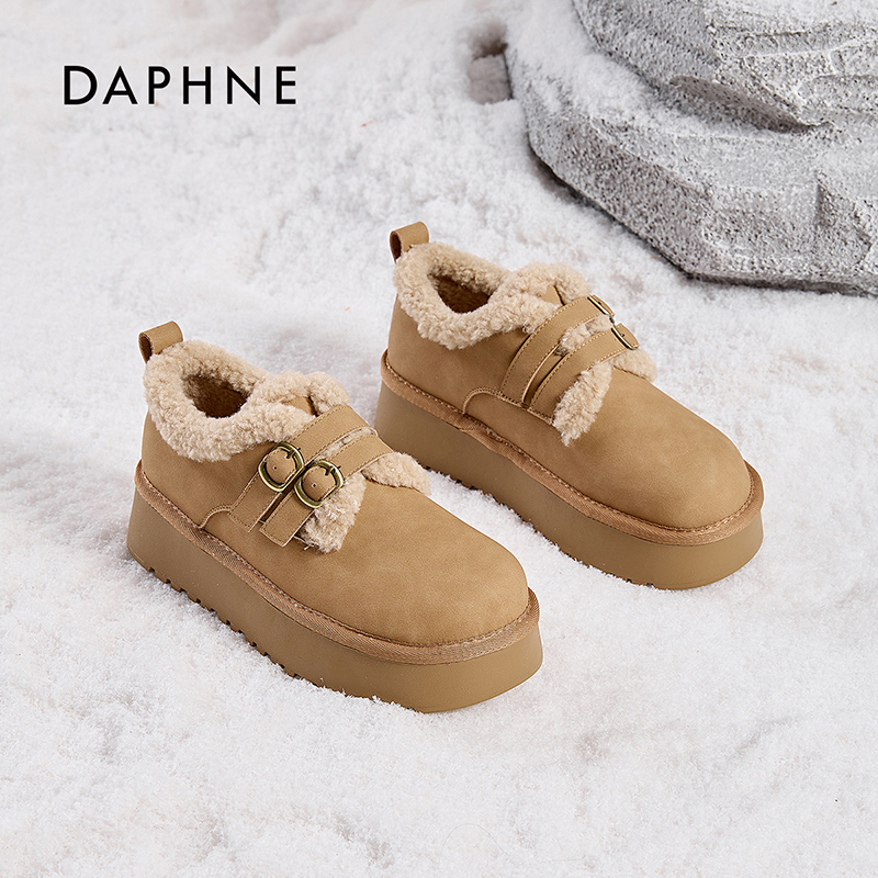 Daphne/达芙妮女鞋2026冬季雪地靴加绒保暖厚底增高复古休闲时尚