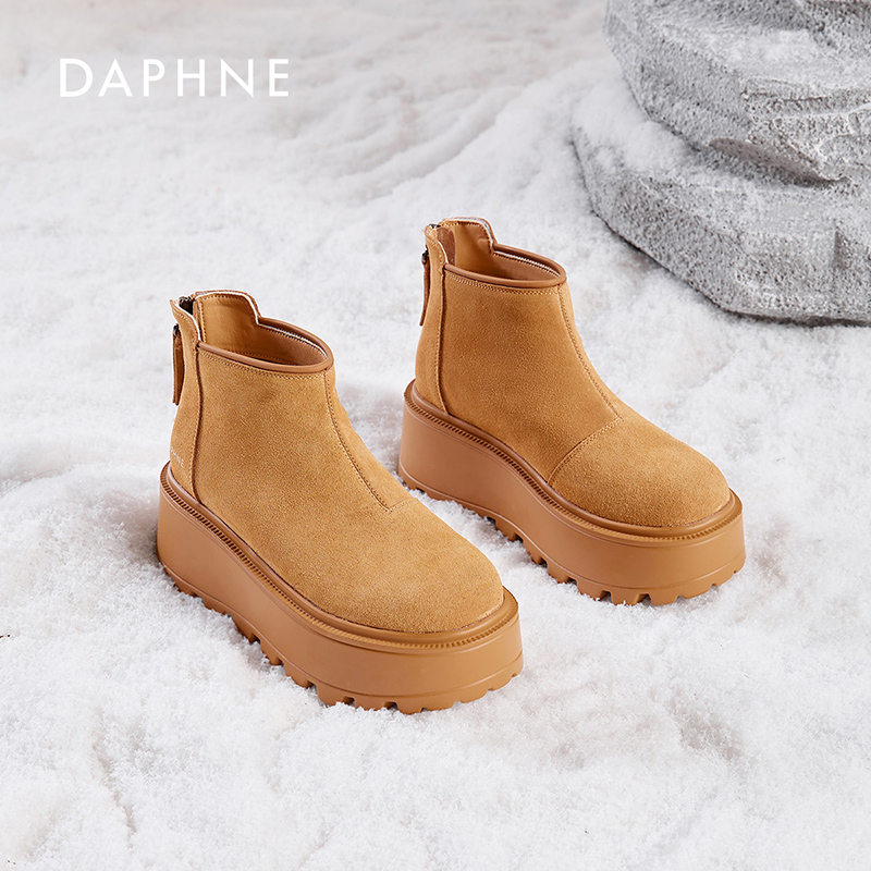 Daphne/达芙妮女鞋2025冬季雪地靴厚底加绒保暖休闲时尚百搭中筒