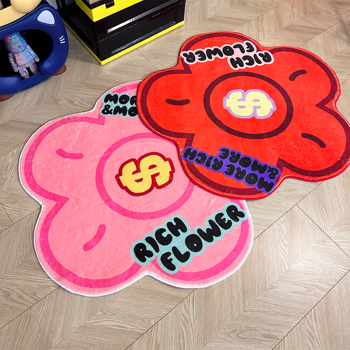 仿羊绒有钱花地毯客厅卧室不规则花朵地垫家用沙发茶几毯创意地毯