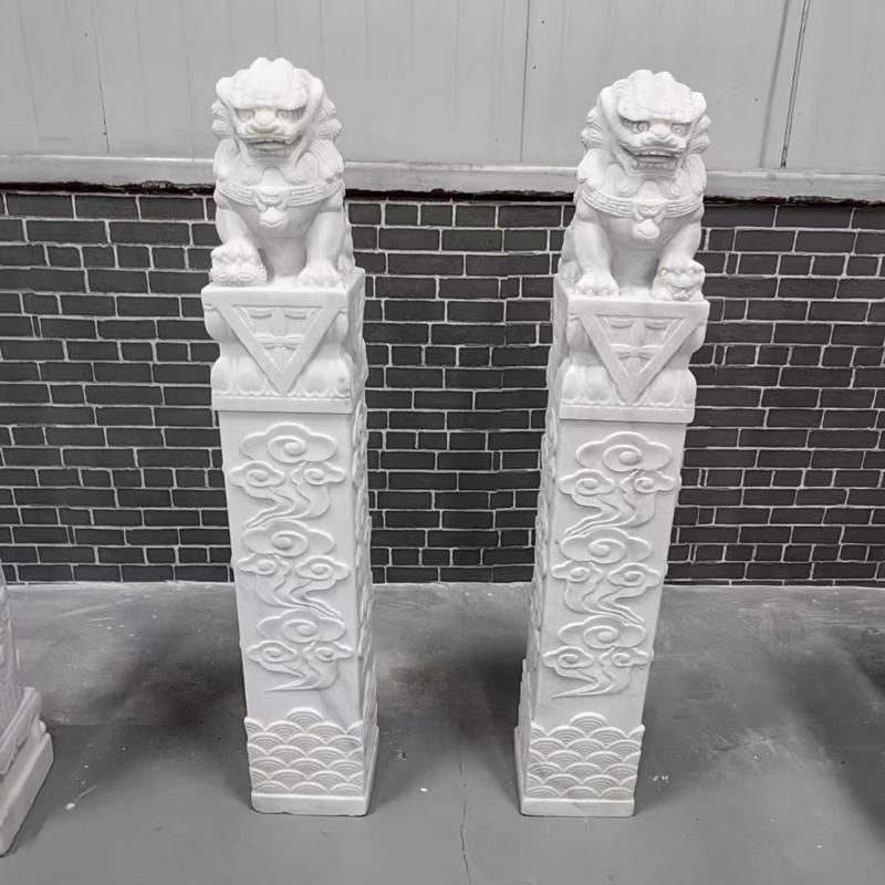 仿古石雕四神兽拴马桩精雕青石做旧石狮子栓马桩庭院茶楼会所摆件