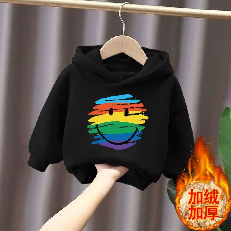 小乐趣男童加绒卫衣2023秋冬新款儿童绒衫洋气宝宝加厚保暖打新款