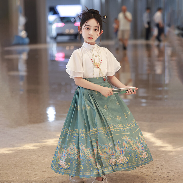 马面裙女童夏日穿搭休闲儿童夏季古风汉服半身裙女孩夏款薄款唐装