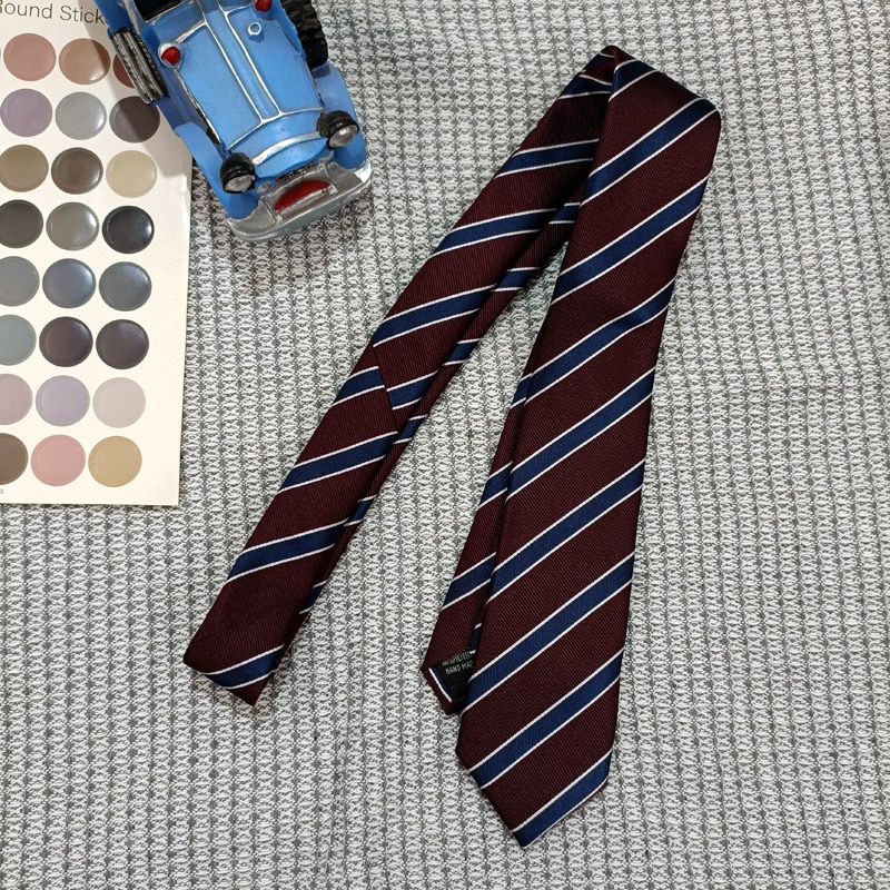 百搭jk黑色领结酒红色条纹免打手打深橘红领带