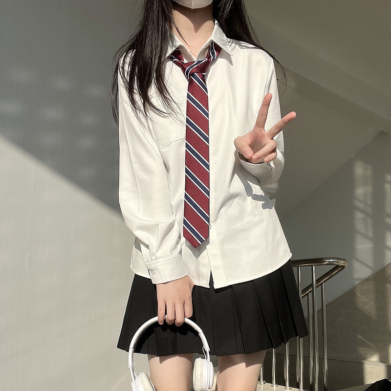 长袖短袖jk衬衫基础款学生制服上衣春秋学院风抗皱内搭白色衬衣女