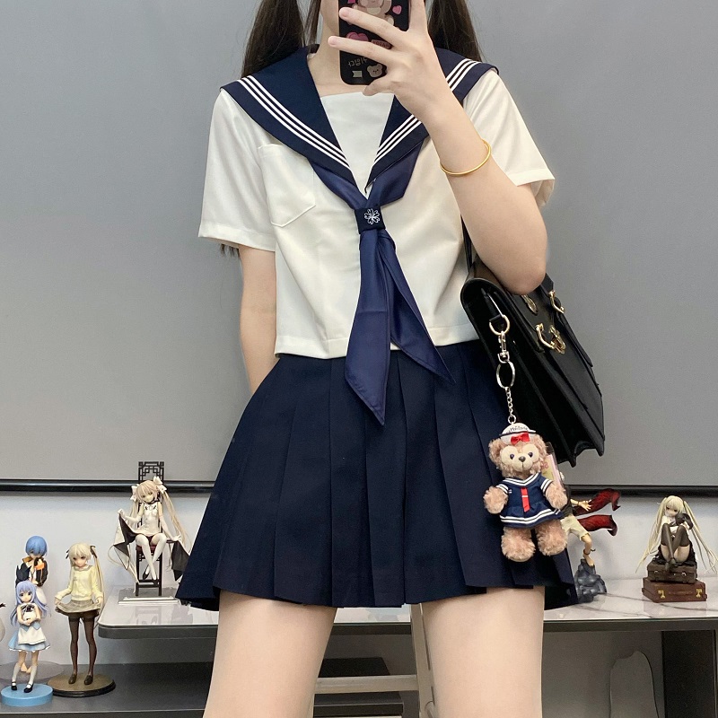 山茶与书jk制服学院风正版短袖基础款白三本中间服不良水手服套装