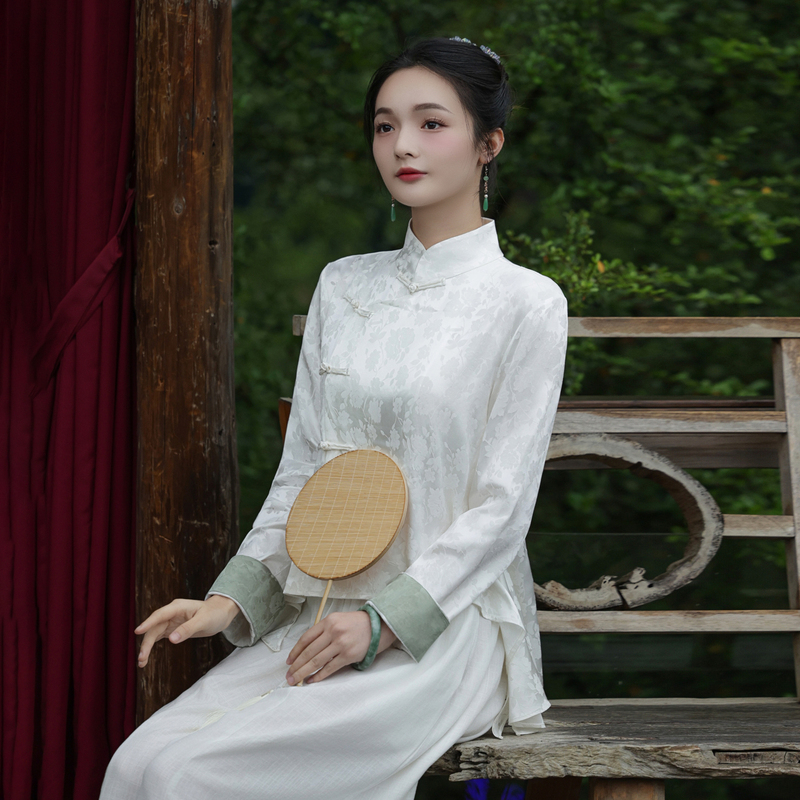 茶服女禅意文艺唐装中国风女装轻奢高端茶艺师服装中式盘扣上衣