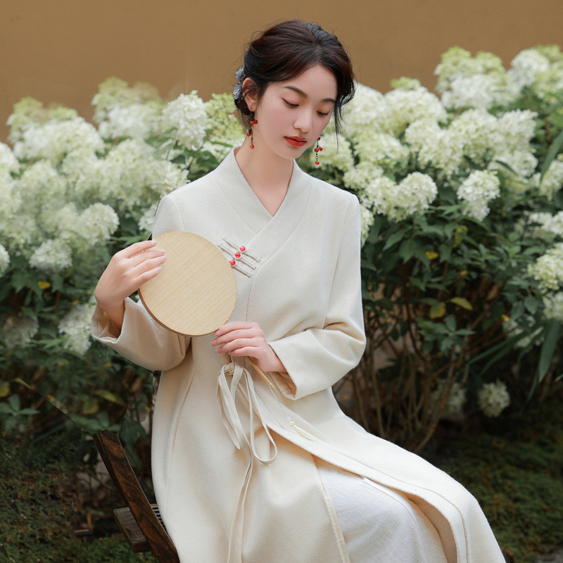 唐装女装中国风年轻款中长款外套禅修服茶艺服装秋冬款茶服居士服