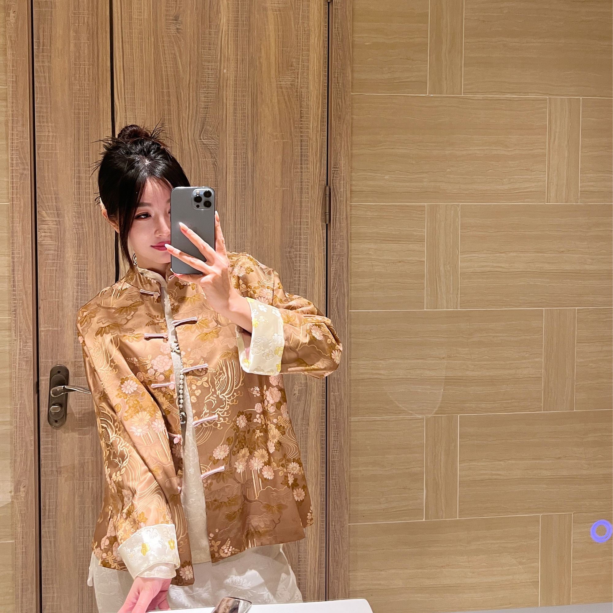 【未时梦】花菊满蹊 新中式国风桑蚕丝提花春夏款复古休闲上衣外套