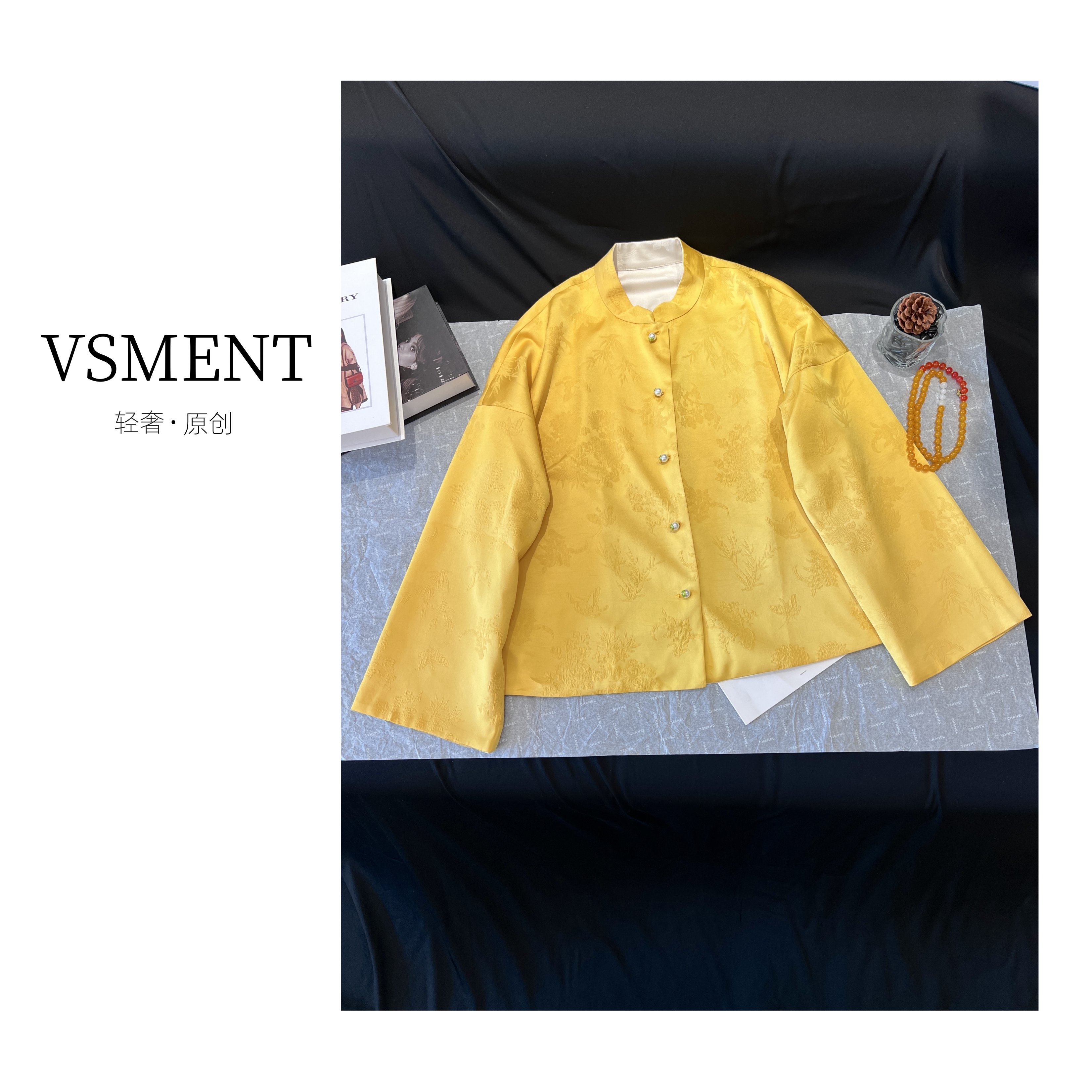 【未时梦】黄云白日 新中式春季黄色两面提花百搭洋气休闲外套上衣