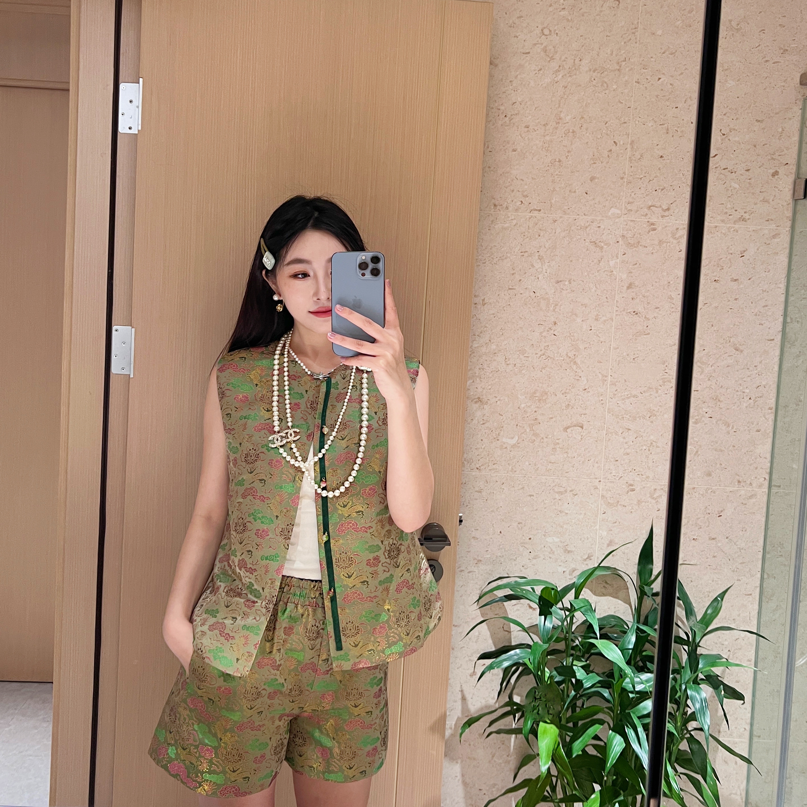 【未时梦】莲花麒麟 新中式国风夏季复古休闲时尚织金宋锦宽松上衣