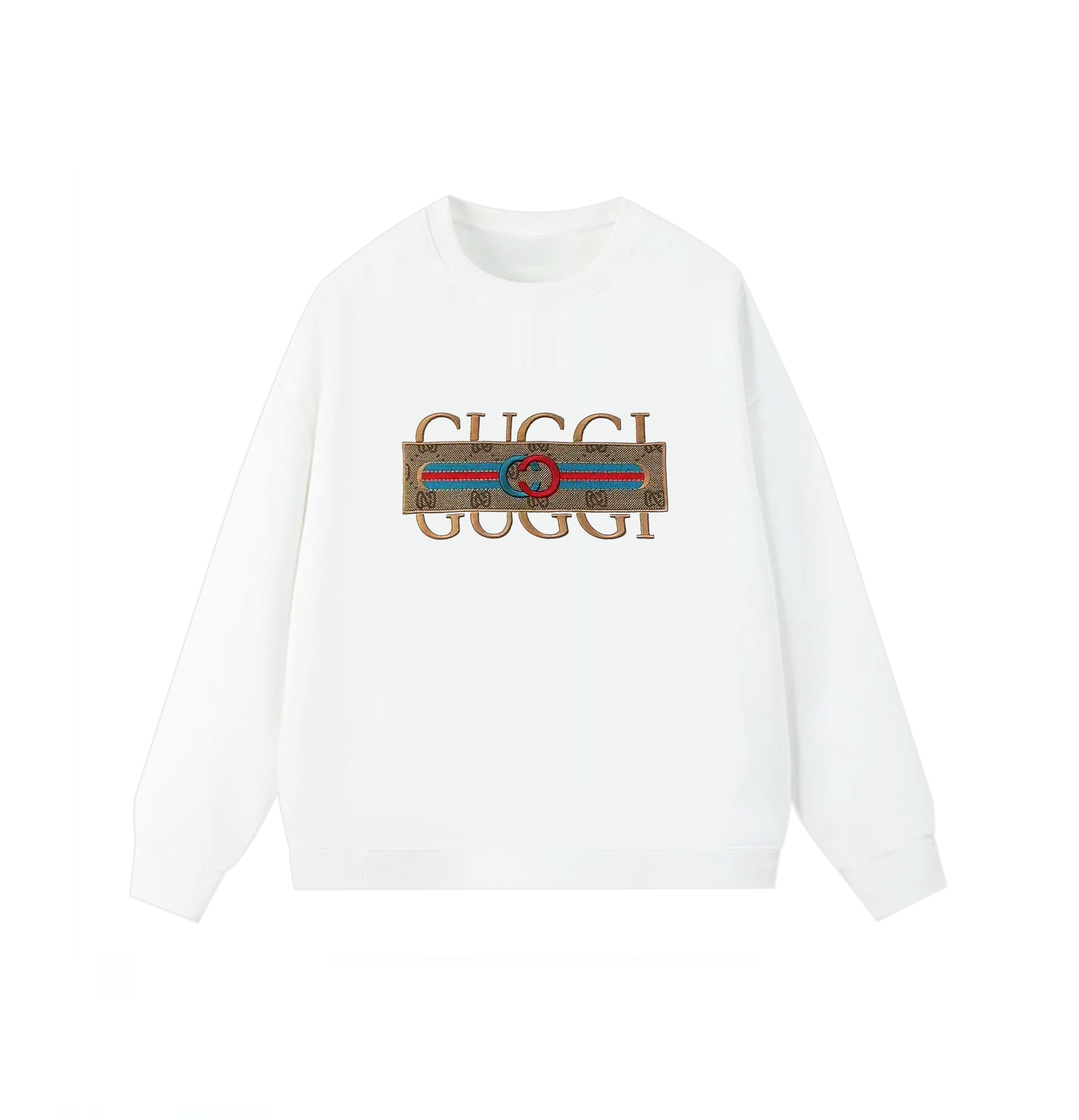 【红】2023秋冬新款经典休闲时尚圆领百搭潮流刺绣长袖T恤-8821