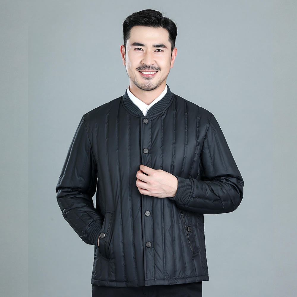 大码外套中老年男士大码保暖上衣加厚爸爸装秋冬季内胆羽绒袄中年