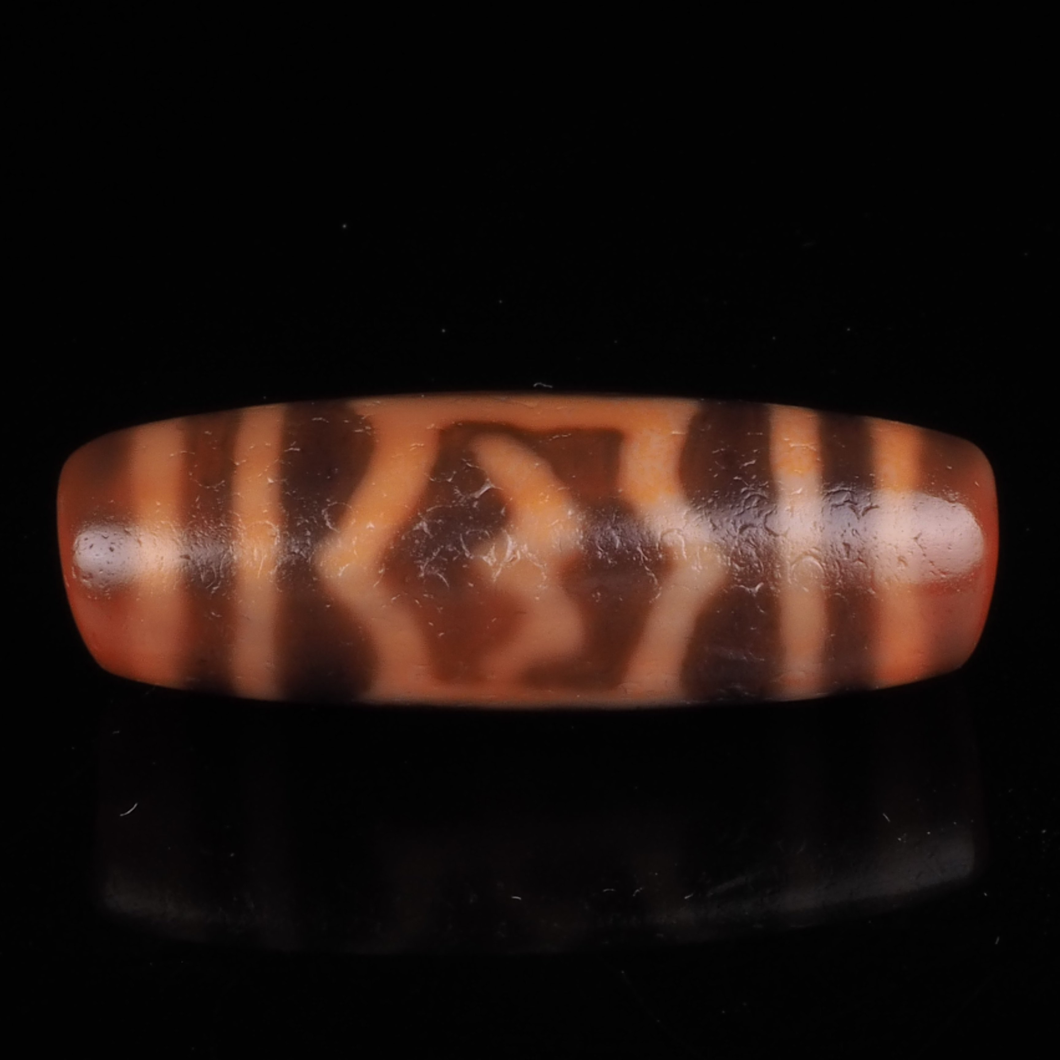 经典红肉！一代老台湾卢氏手工红肉大鹏鸟条纹玛瑙35mm（30864）