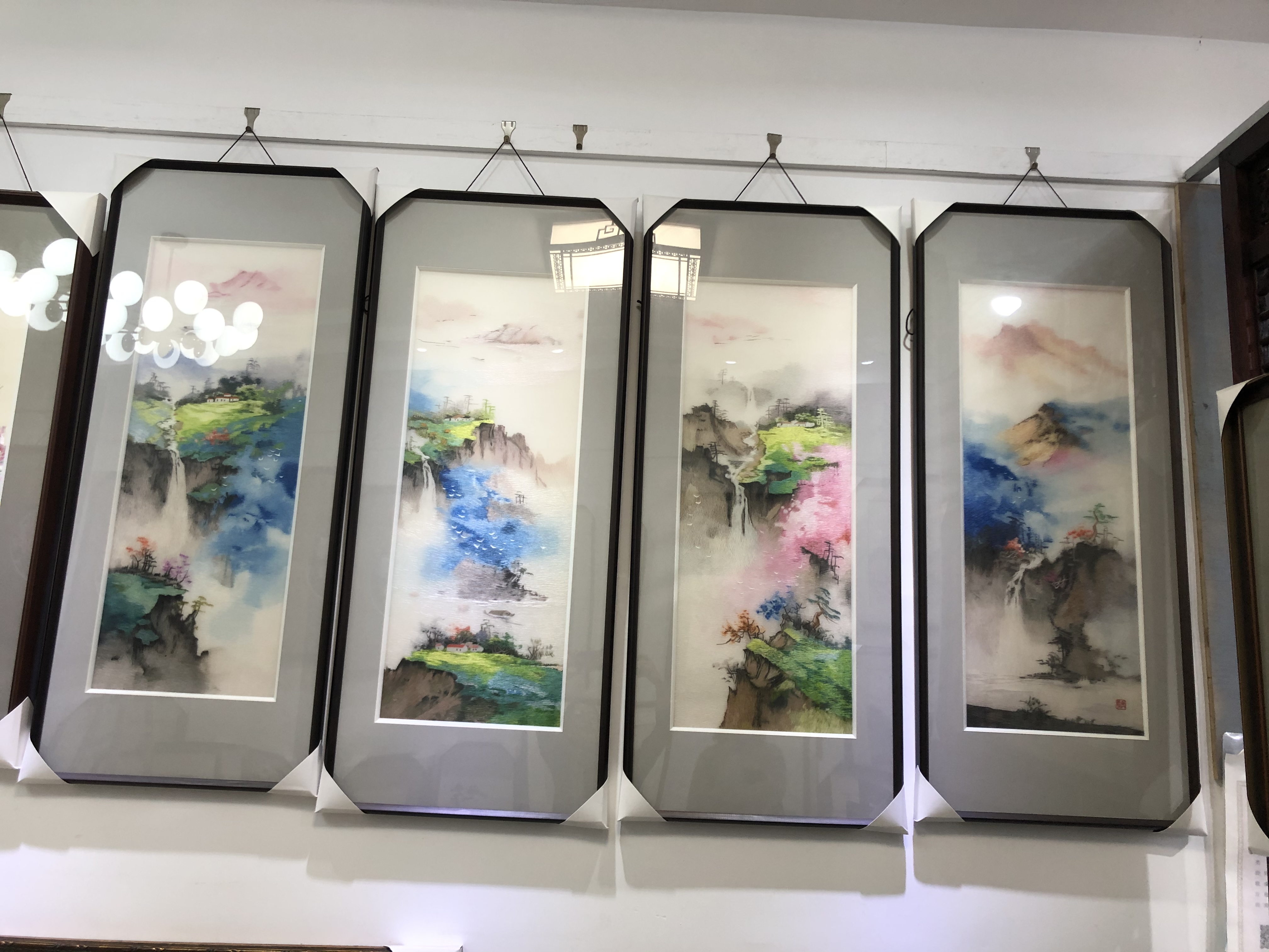 纯手工苏绣，四条屏