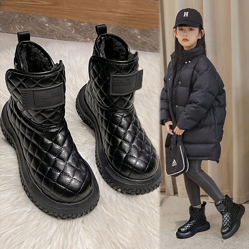 女童雪地靴2023冬季新款儿童加绒加厚靴子中大童棉靴防水女孩棉鞋