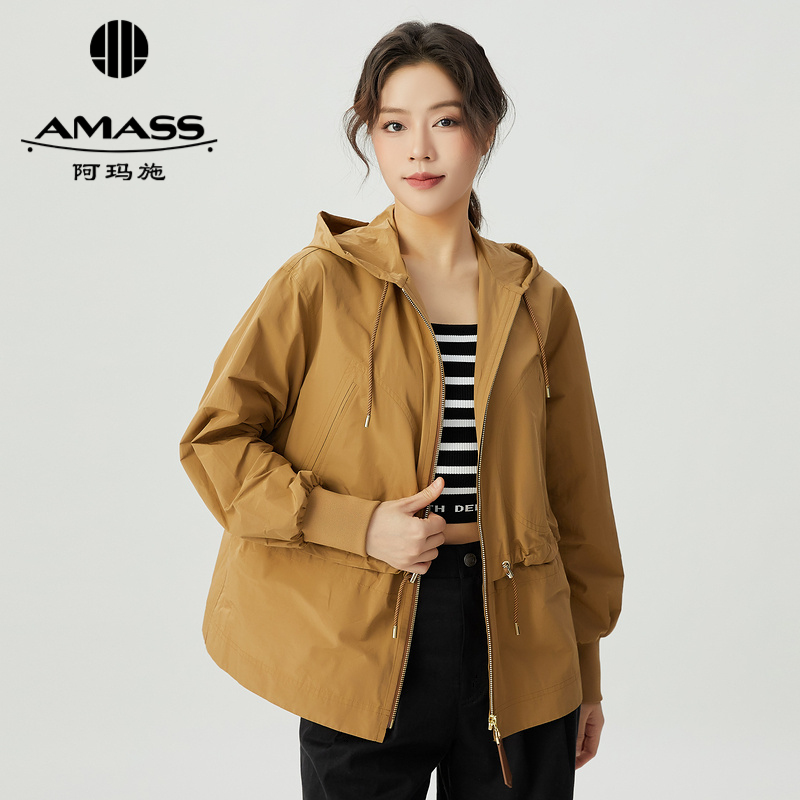 阿玛施AMASS时尚百搭新款女装休闲山系拉链夹克外套女5400856