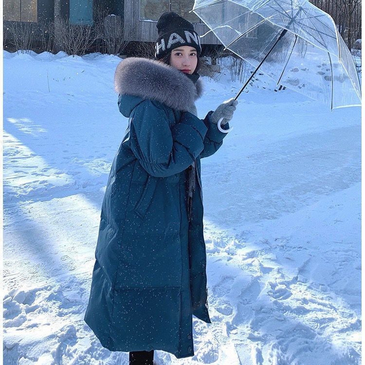 2023年新款羽绒服清仓白鸭绒羽绒服女中长款韩版气质外套